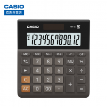 卡西欧（CASIO）MH-12-BK 小型 12位 双电源 超宽计算器 黑色专业计算系列