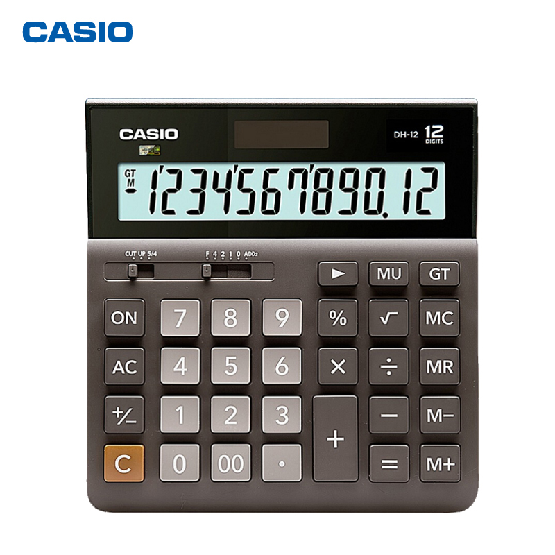 卡西欧（CASIO）DH-12-BK 中型 12位 双电源 超宽计算器 黑色专业计算系列