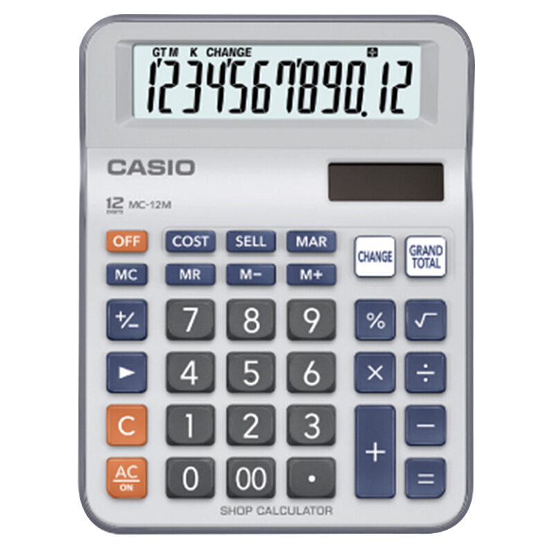 卡西欧（CASIO）MC-12M 找零机 高识别度大键盘 找零功能 计算器