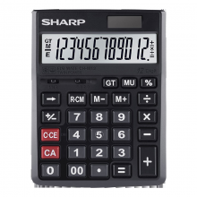 夏普（SHARP）计算器CH-M12小型便携计算器 双重电源太阳能计算机办公商务小号台式计算机CH-M12(黑)BK