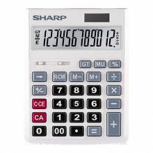 夏普（SHARP）计算器CH-M12小型便携计算器 双重电源太阳能计算机办公商务小号台式计算机CH-M12(白)WH