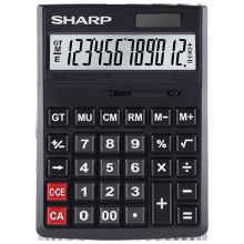夏普（SHARP）CH-D12时尚商务办公财务会计中号计算机 双色可选中号大按键太阳能双电源计算器CH-D12(黑)BK